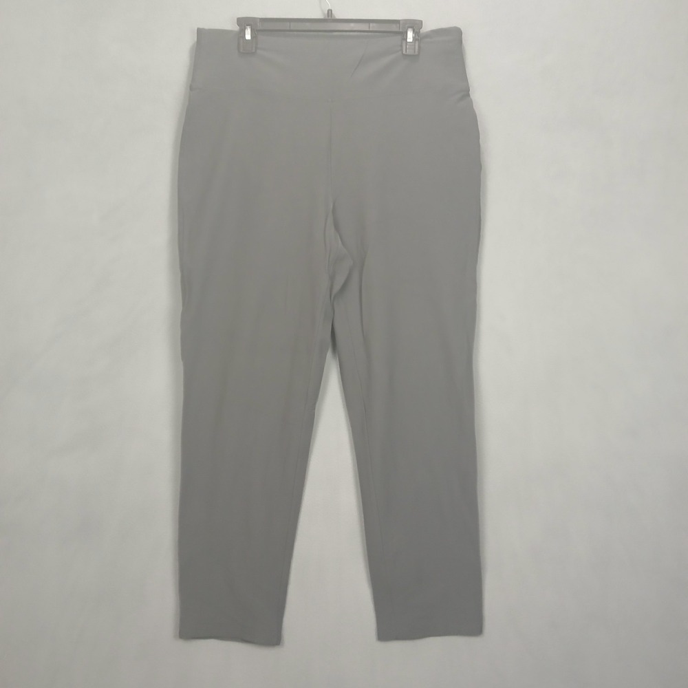 Eileen Fisher Washable Stretch Crepe Pants Womens Large Black Preppy Tapered Leg